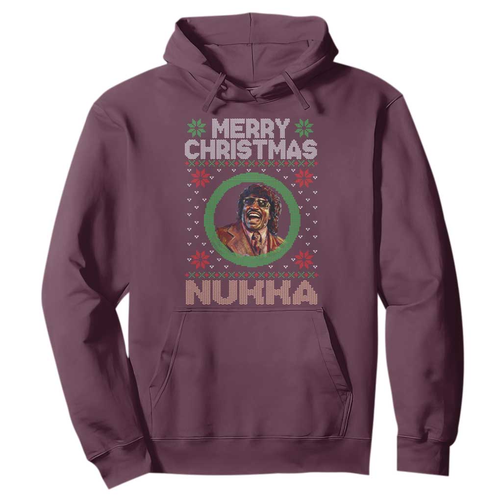 Funny Retro Merry Christmas Nukka Parody Hoodie Holiday Cheer 90s Xmas Throwback Parody TS02 Maroon Print Your Wear