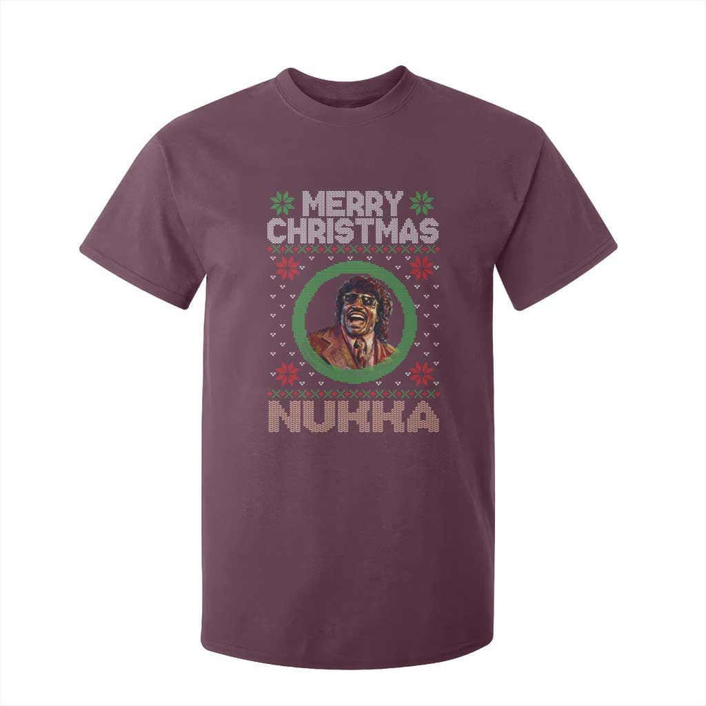 Funny Retro Merry Christmas Nukka Parody T Shirt For Kid Holiday Cheer 90s Xmas Throwback Parody TS02 Maroon Print Your Wear