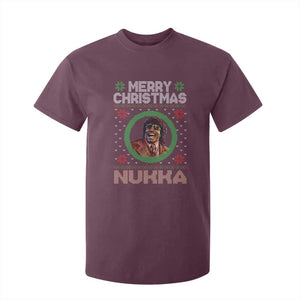 Funny Retro Merry Christmas Nukka Parody T Shirt For Kid Holiday Cheer 90s Xmas Throwback Parody TS02 Maroon Print Your Wear