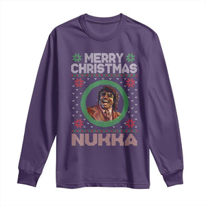 Funny Retro Merry Christmas Nukka Parody Long Sleeve Shirt Holiday Cheer 90s Xmas Throwback Parody TS02 Purple Print Your Wear
