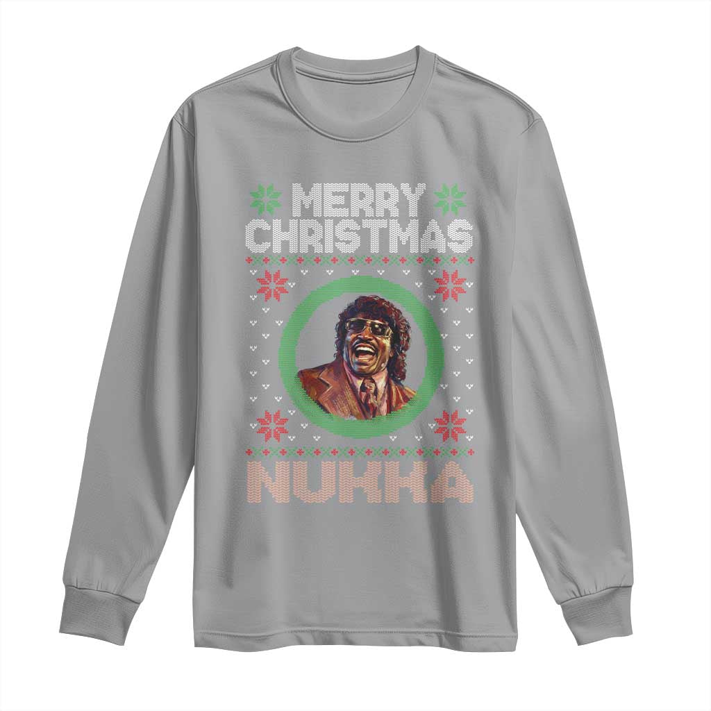 Funny Retro Merry Christmas Nukka Parody Long Sleeve Shirt Holiday Cheer 90s Xmas Throwback Parody TS02 Sport Gray Print Your Wear