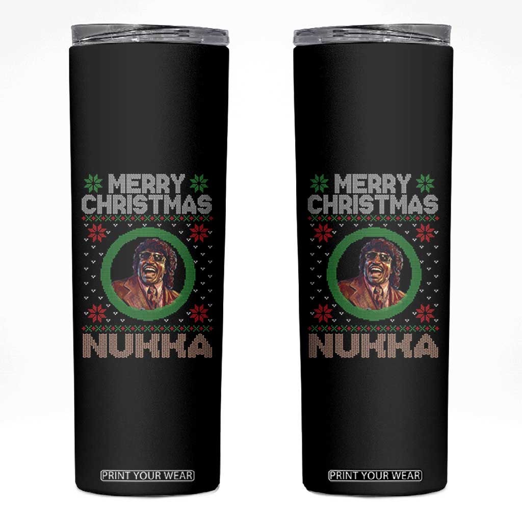 Funny Retro Merry Christmas Nukka Parody Skinny Tumbler Holiday Cheer 90s Xmas Throwback Parody TS02 Black Print Your Wear