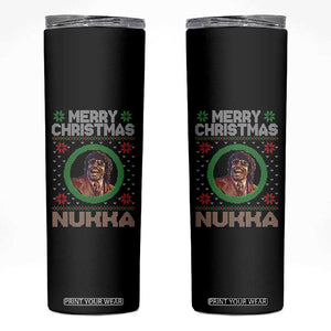 Funny Retro Merry Christmas Nukka Parody Skinny Tumbler Holiday Cheer 90s Xmas Throwback Parody TS02 Black Print Your Wear