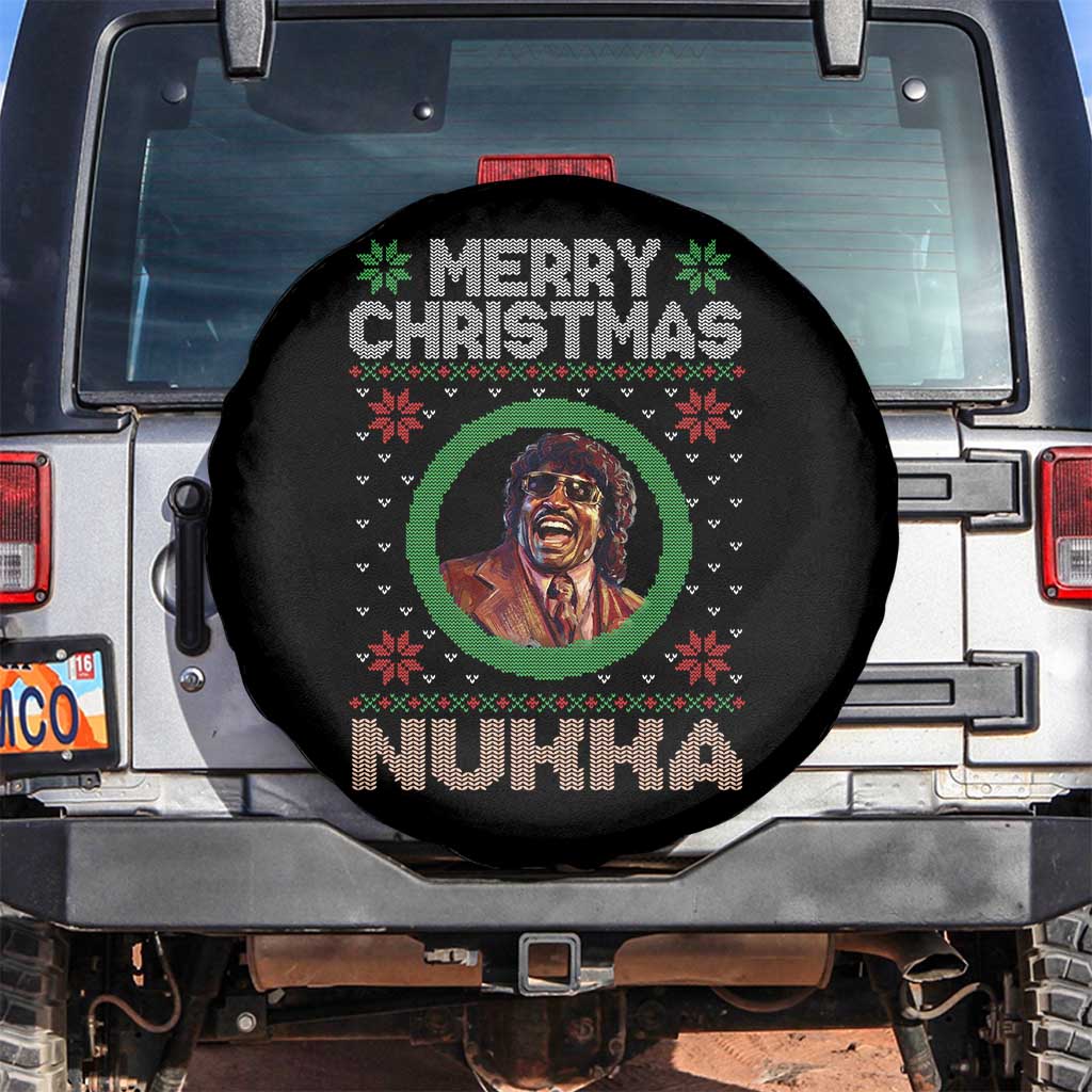 Funny Retro Merry Christmas Nukka Parody Spare Tire Cover Holiday Cheer 90s Xmas Throwback Parody TS02 No hole Black Print Your Wear