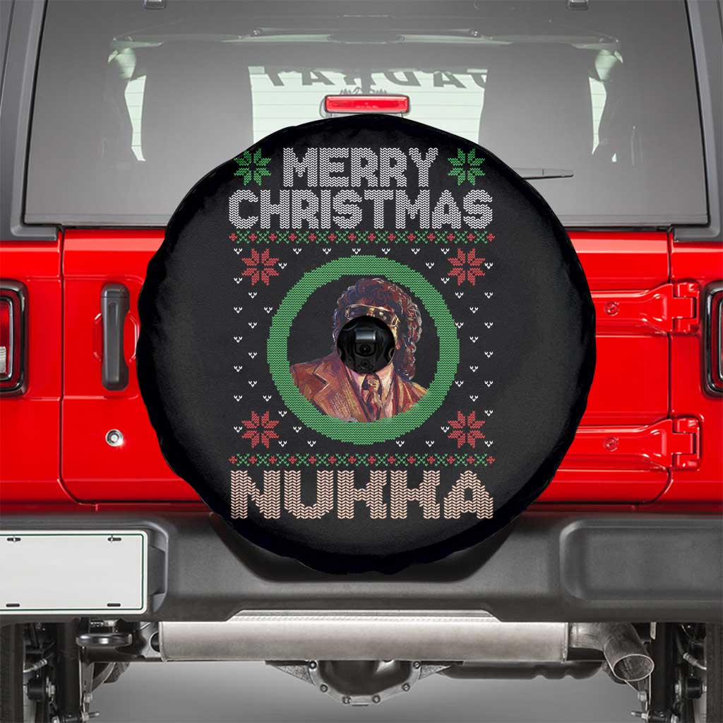 Funny Retro Merry Christmas Nukka Parody Spare Tire Cover Holiday Cheer 90s Xmas Throwback Parody TS02 Black Print Your Wear