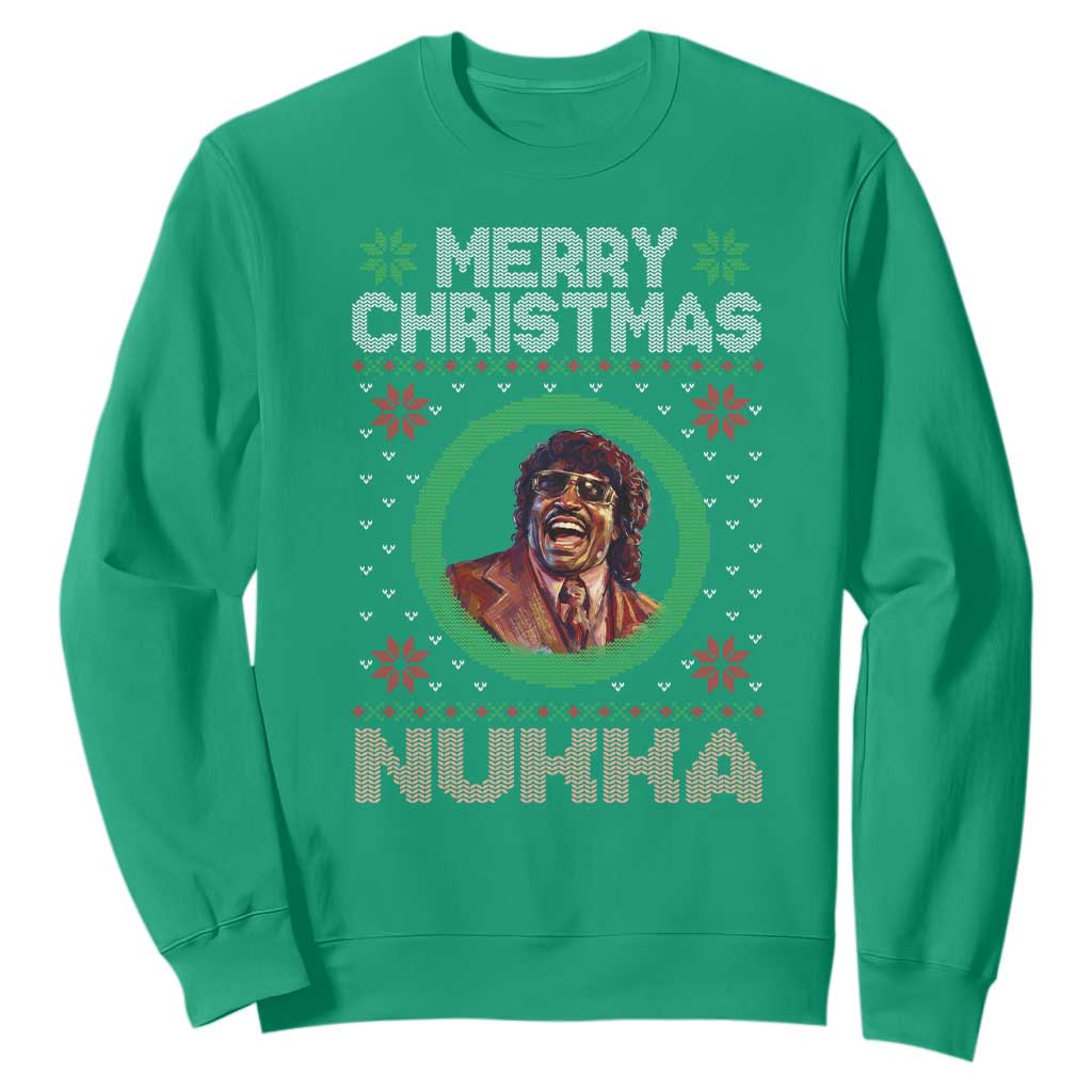 Funny Retro Merry Christmas Nukka Parody Sweatshirt Holiday Cheer 90s Xmas Throwback Parody TS02 Irish Green Print Your Wear