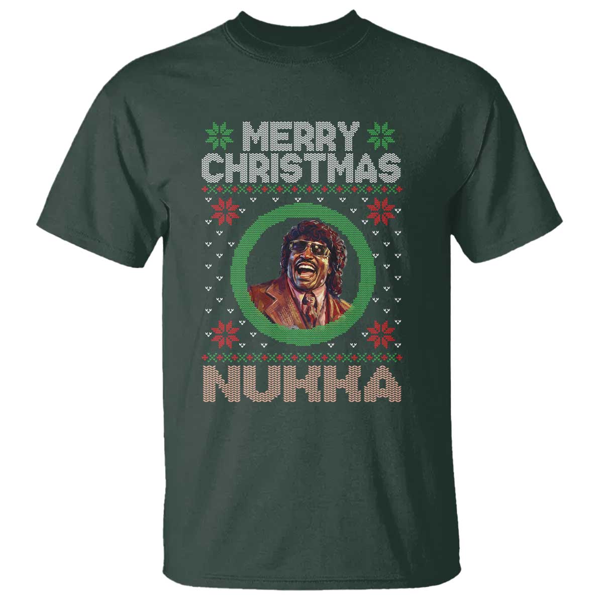 Funny Retro Merry Christmas Nukka Parody T Shirt Holiday Cheer 90s Xmas Throwback Parody TS02 Dark Forest Green Print Your Wear