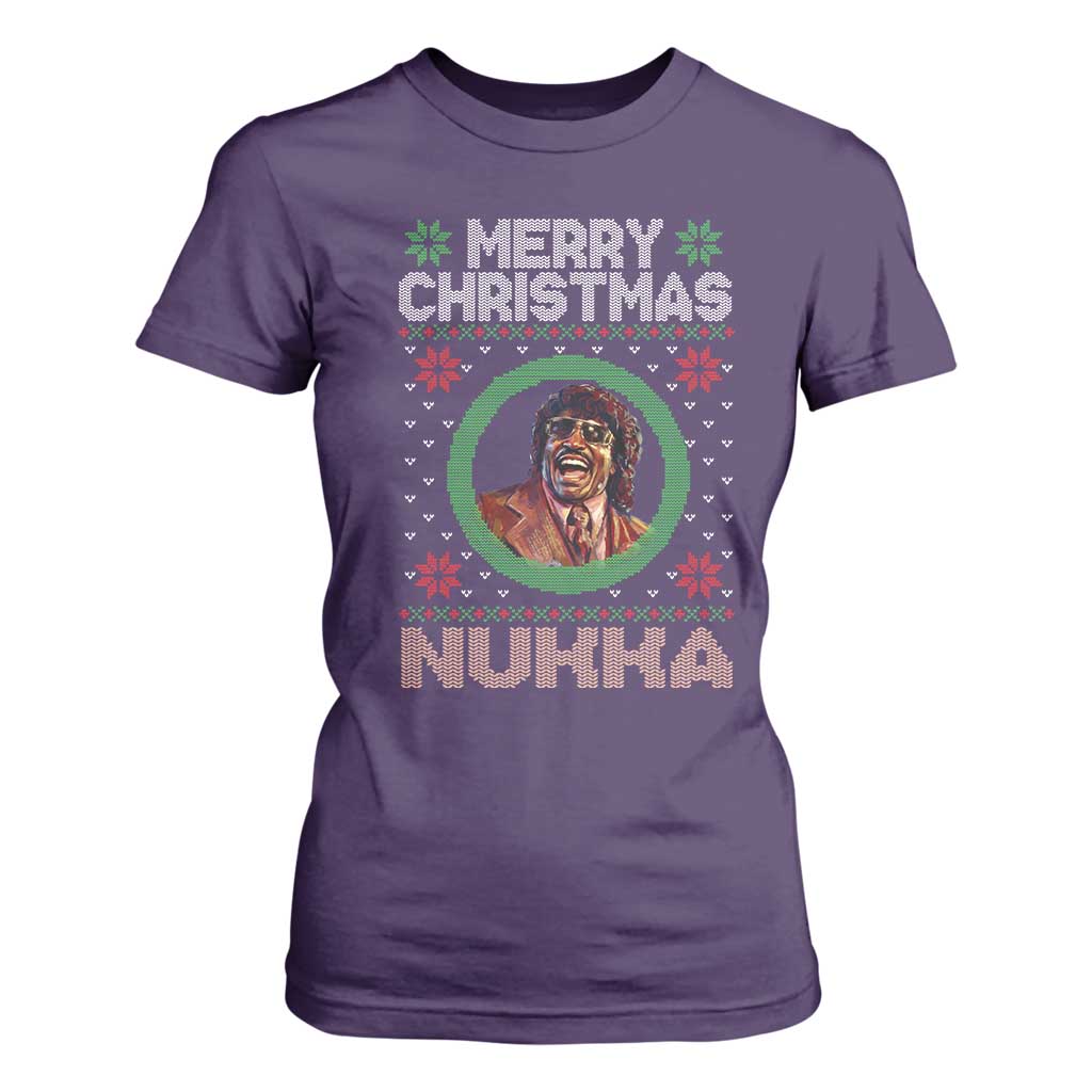 Funny Retro Merry Christmas Nukka Parody T Shirt For Women Holiday Cheer 90s Xmas Throwback Parody TS02 Purple Print Your Wear