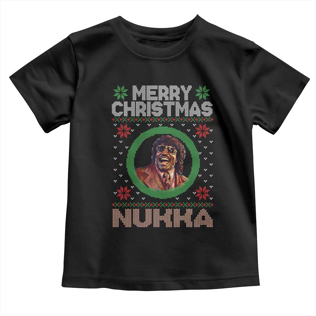 Funny Retro Merry Christmas Nukka Parody Toddler T Shirt Holiday Cheer 90s Xmas Throwback Parody TS02 Black Print Your Wear