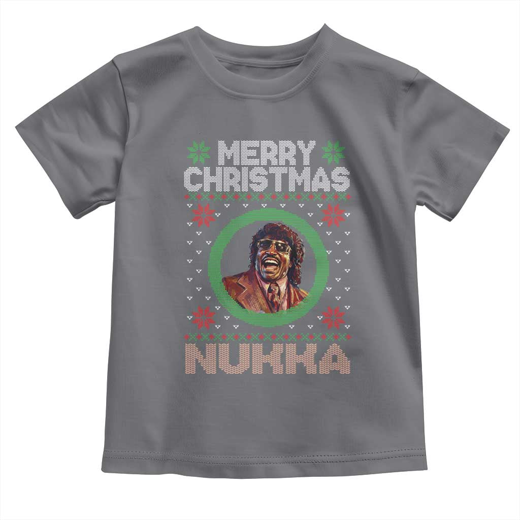 Funny Retro Merry Christmas Nukka Parody Toddler T Shirt Holiday Cheer 90s Xmas Throwback Parody TS02 Charcoal Print Your Wear