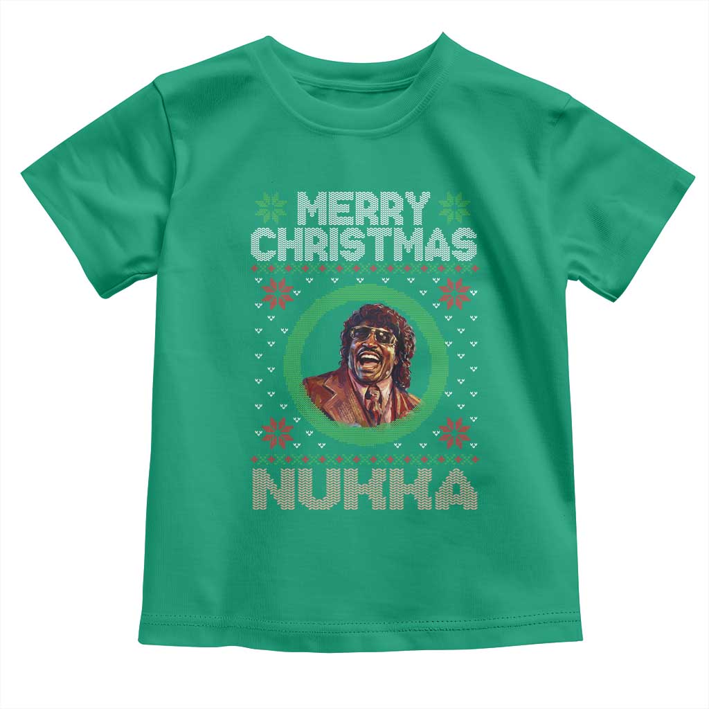 Funny Retro Merry Christmas Nukka Parody Toddler T Shirt Holiday Cheer 90s Xmas Throwback Parody TS02 Irish Green Print Your Wear