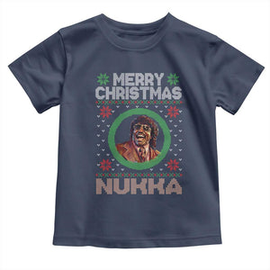 Funny Retro Merry Christmas Nukka Parody Toddler T Shirt Holiday Cheer 90s Xmas Throwback Parody TS02 Navy Print Your Wear
