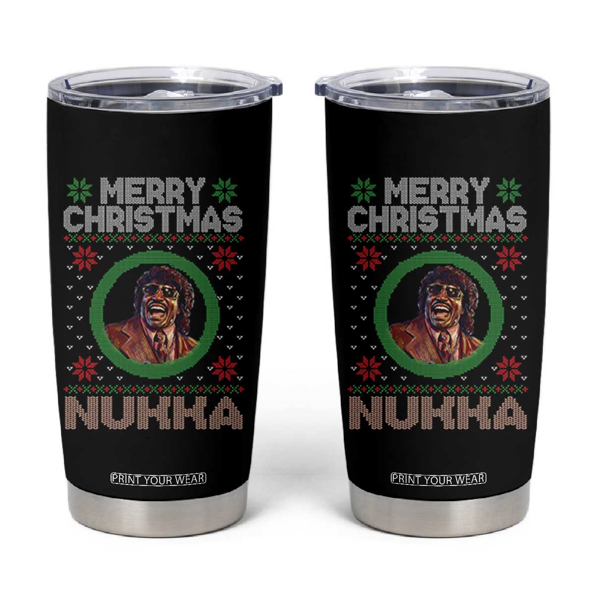 Funny Retro Merry Christmas Nukka Parody Tumbler Cup Holiday Cheer 90s Xmas Throwback Parody TS02 Black Print Your Wear