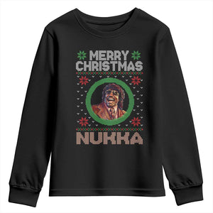 Funny Retro Merry Christmas Nukka Parody Youth Sweatshirt Holiday Cheer 90s Xmas Throwback Parody TS02 Black Print Your Wear