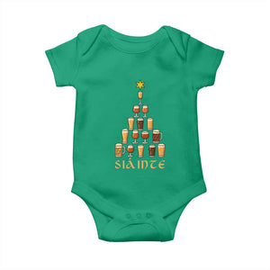 Sláinte Christmas Tree Pint Glass Baby Onesie Ale Glass Beer Drinking Lover Holiday Party TS02 Irish Green Print Your Wear