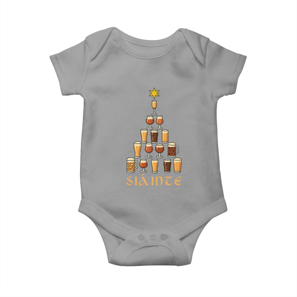 Sláinte Christmas Tree Pint Glass Baby Onesie Ale Glass Beer Drinking Lover Holiday Party TS02 Sport Gray Print Your Wear