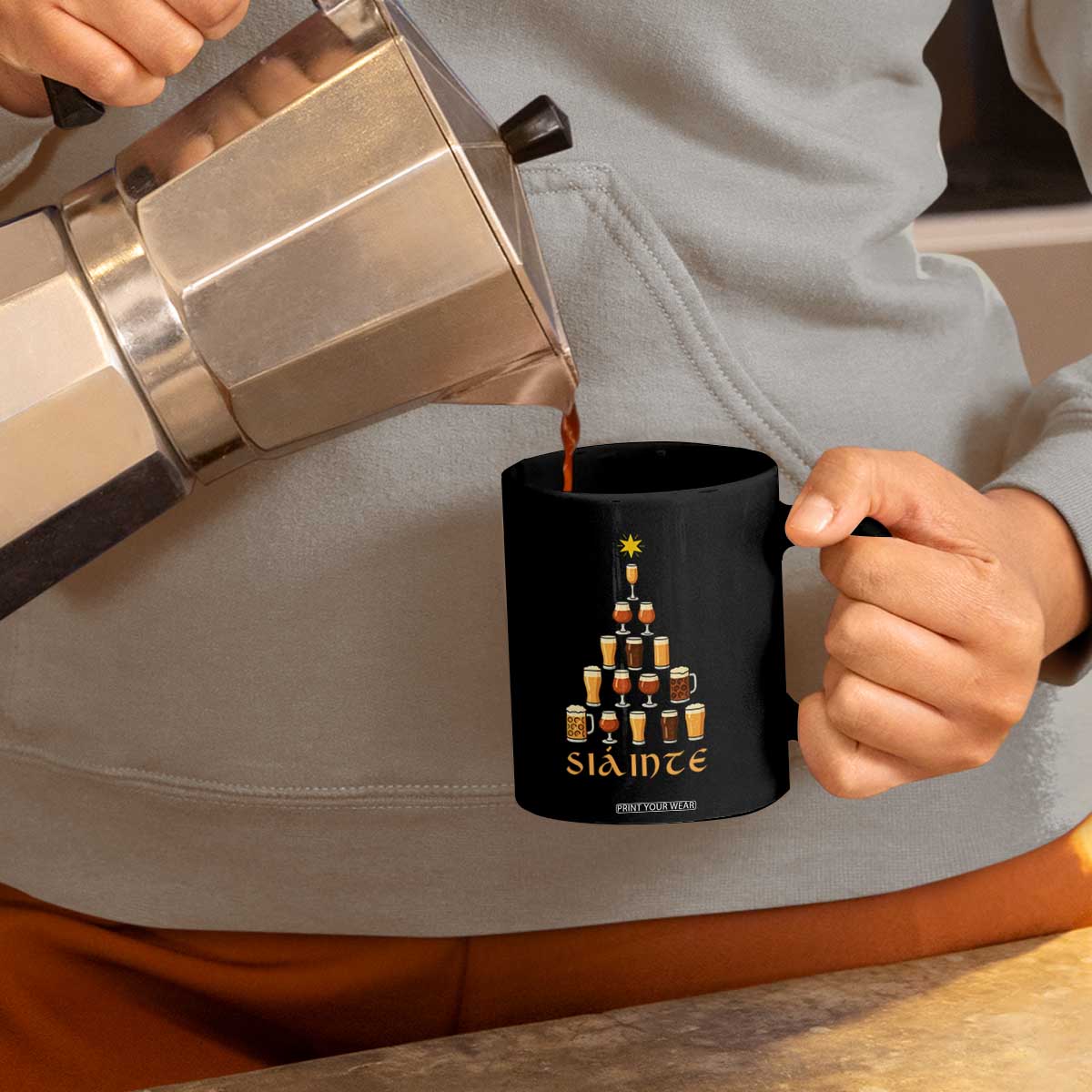 Sláinte Christmas Tree Pint Glass Coffee Mug Ale Glass Beer Drinking Lover Holiday Party TS02 Print Your Wear