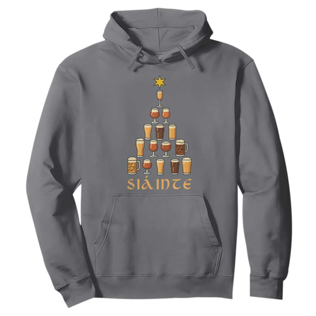 Sláinte Christmas Tree Pint Glass Hoodie Ale Glass Beer Drinking Lover Holiday Party TS02 Charcoal Print Your Wear