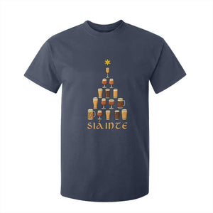 Sláinte Christmas Tree Pint Glass T Shirt For Kid Ale Glass Beer Drinking Lover Holiday Party TS02 Navy Print Your Wear