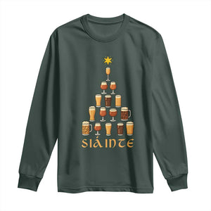 Sláinte Christmas Tree Pint Glass Long Sleeve Shirt Ale Glass Beer Drinking Lover Holiday Party TS02 Dark Forest Green Print Your Wear