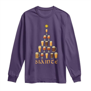 Sláinte Christmas Tree Pint Glass Long Sleeve Shirt Ale Glass Beer Drinking Lover Holiday Party TS02 Purple Print Your Wear