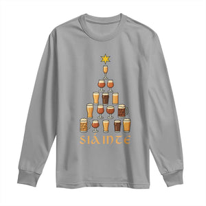 Sláinte Christmas Tree Pint Glass Long Sleeve Shirt Ale Glass Beer Drinking Lover Holiday Party TS02 Sport Gray Print Your Wear