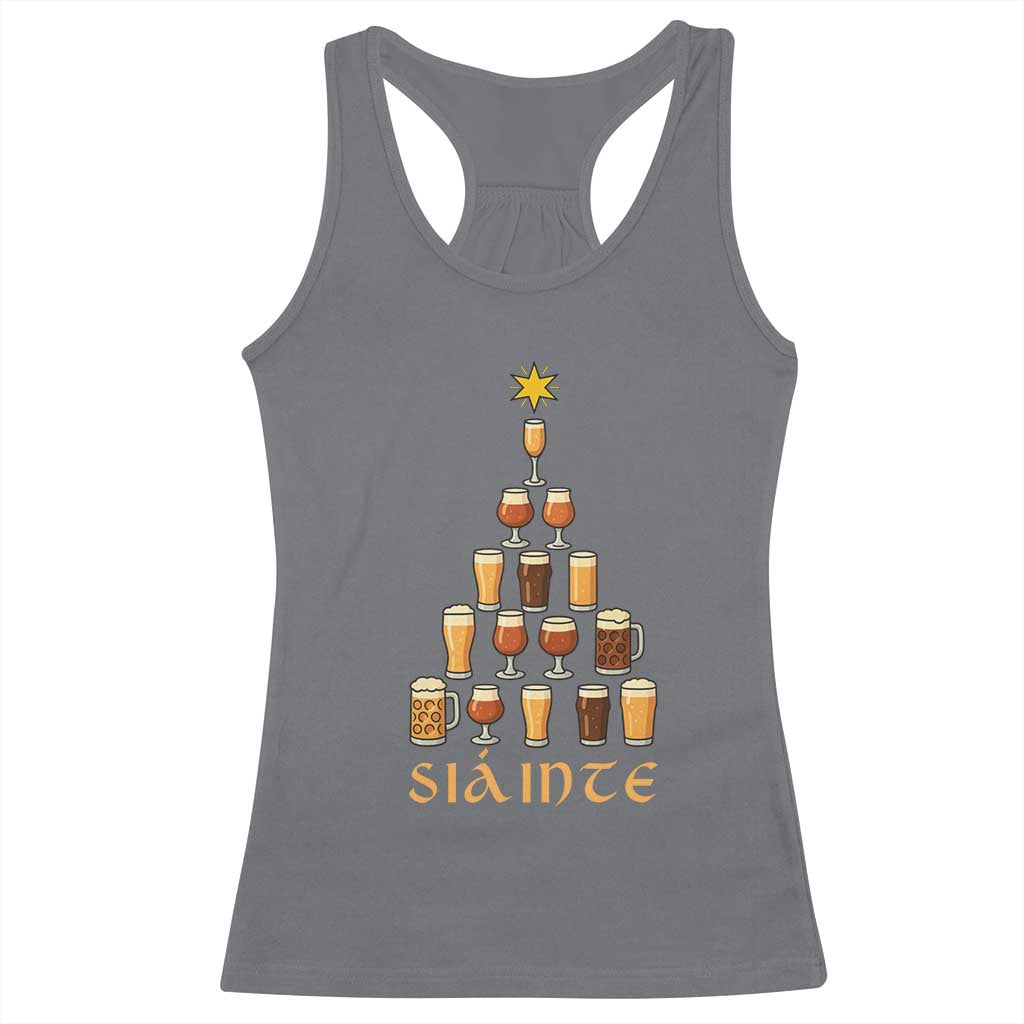 Sláinte Christmas Tree Pint Glass Racerback Tank Top Ale Glass Beer Drinking Lover Holiday Party TS02 Charcoal Print Your Wear