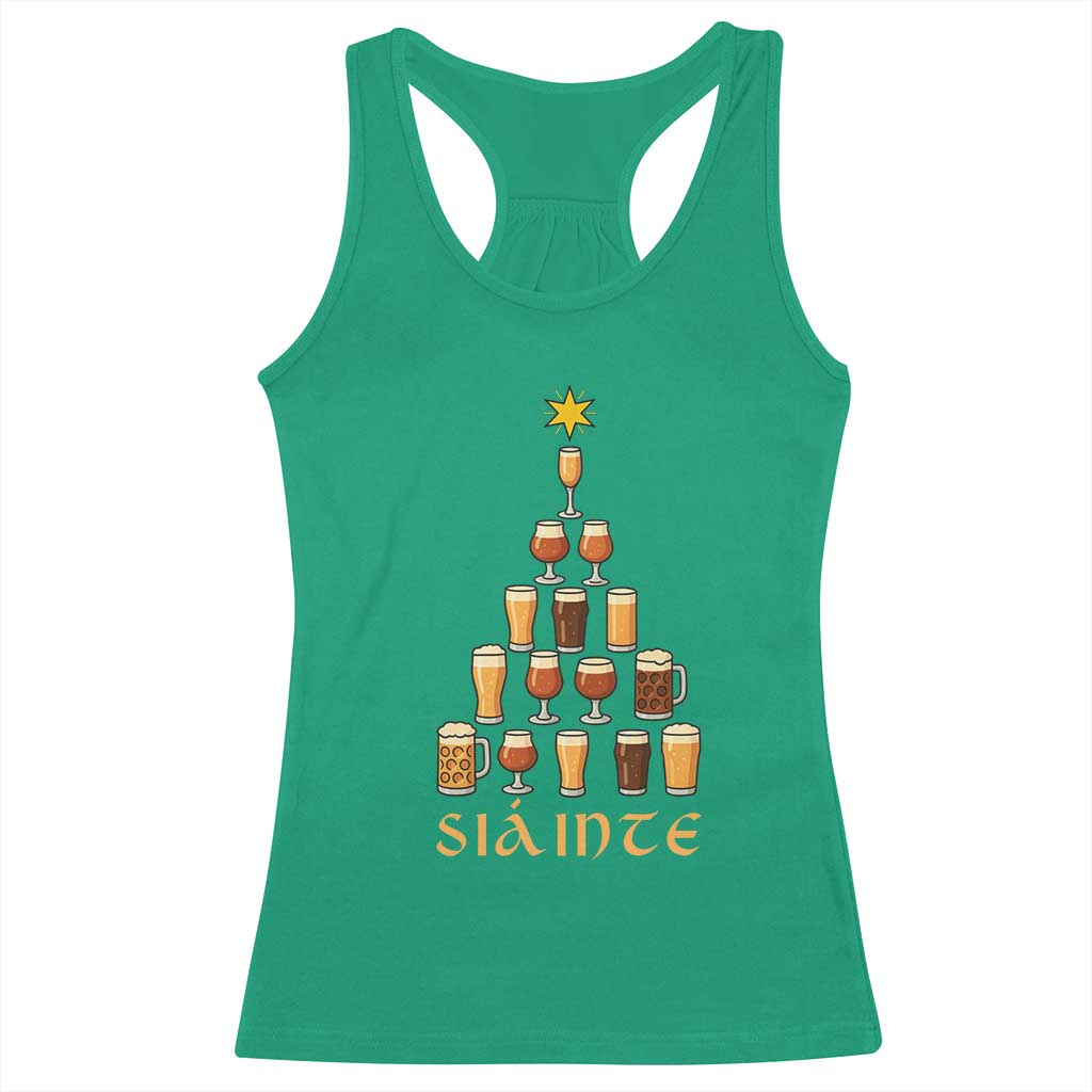 Sláinte Christmas Tree Pint Glass Racerback Tank Top Ale Glass Beer Drinking Lover Holiday Party TS02 Irish Green Print Your Wear