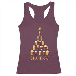 Sláinte Christmas Tree Pint Glass Racerback Tank Top Ale Glass Beer Drinking Lover Holiday Party TS02 Maroon Print Your Wear