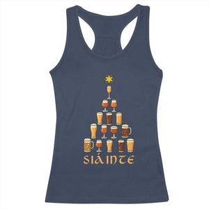 Sláinte Christmas Tree Pint Glass Racerback Tank Top Ale Glass Beer Drinking Lover Holiday Party TS02 Navy Print Your Wear