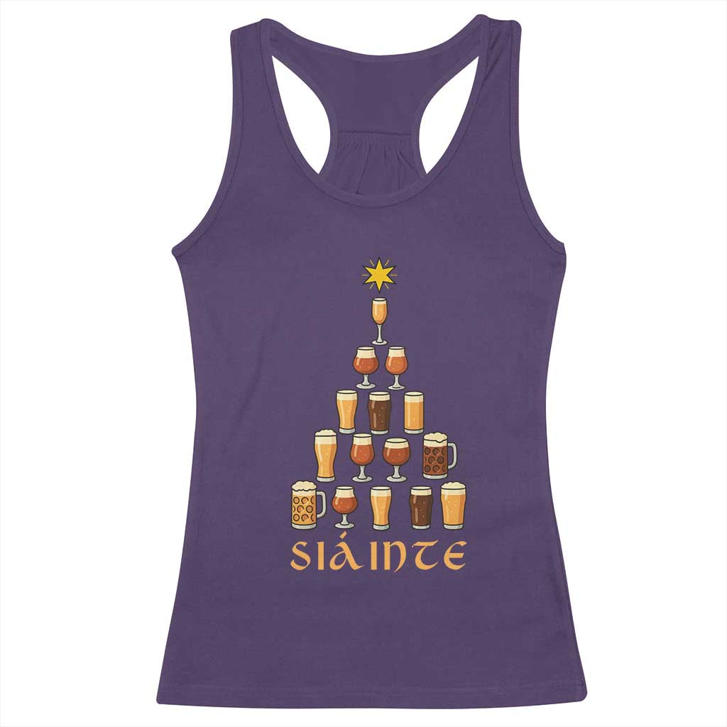 Sláinte Christmas Tree Pint Glass Racerback Tank Top Ale Glass Beer Drinking Lover Holiday Party TS02 Purple Print Your Wear