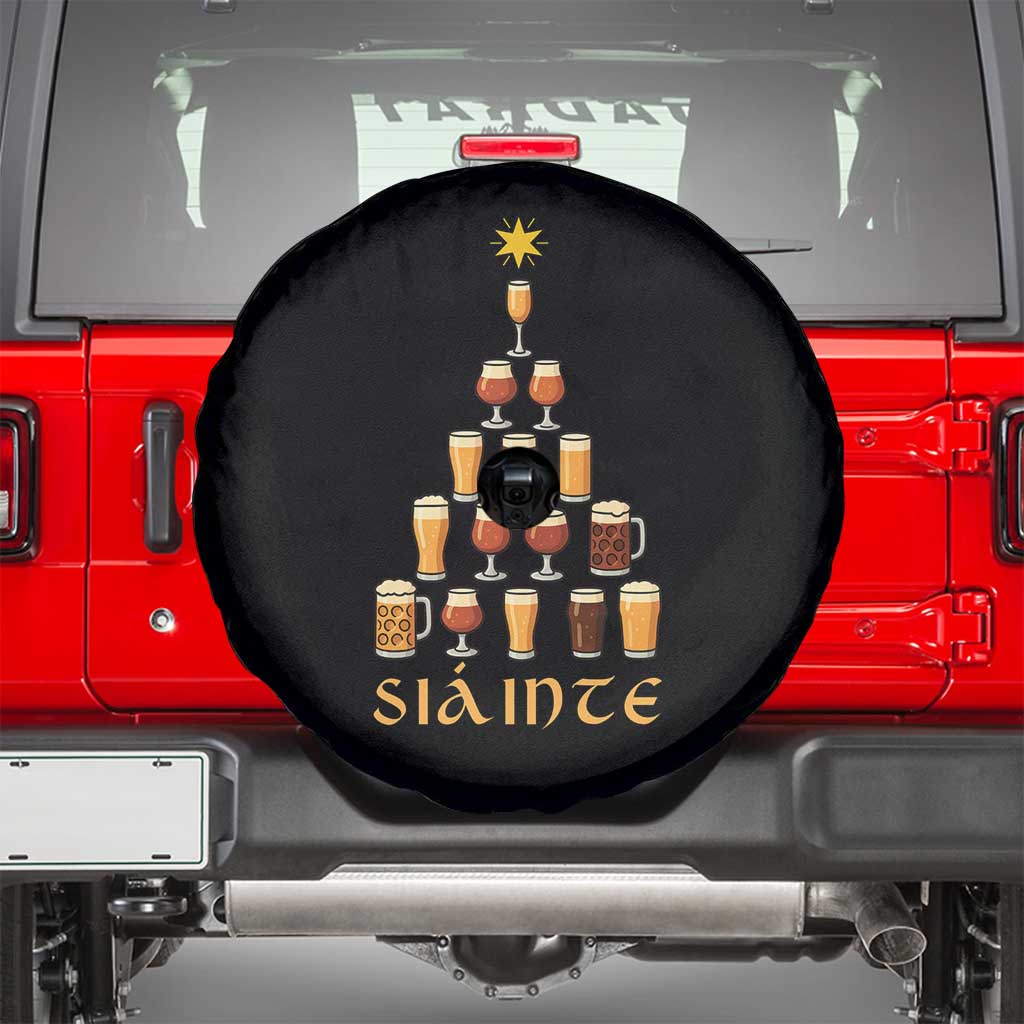 Sláinte Christmas Tree Pint Glass Spare Tire Cover Ale Glass Beer Drinking Lover Holiday Party TS02 Black Print Your Wear
