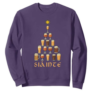 Sláinte Christmas Tree Pint Glass Sweatshirt Ale Glass Beer Drinking Lover Holiday Party TS02 Purple Print Your Wear