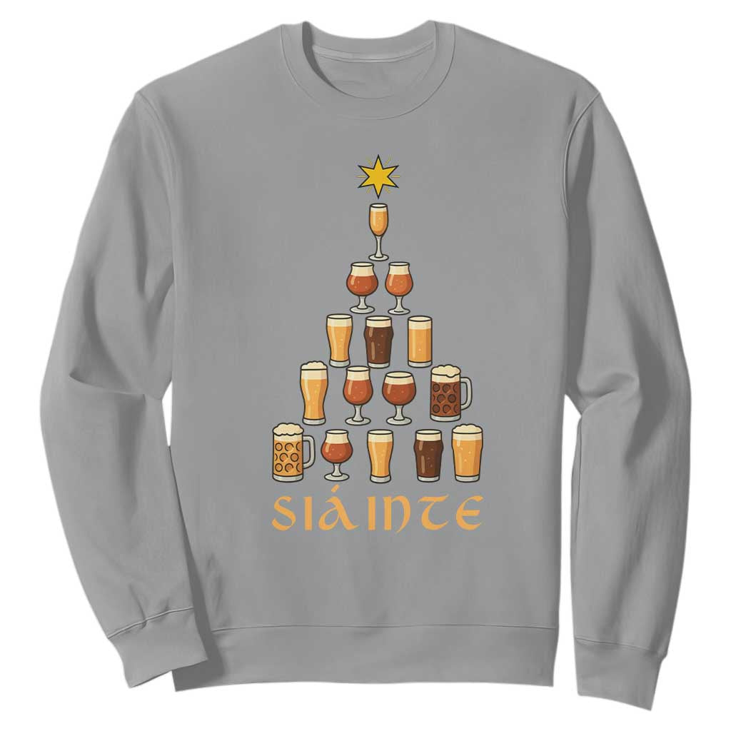 Sláinte Christmas Tree Pint Glass Sweatshirt Ale Glass Beer Drinking Lover Holiday Party TS02 Sport Gray Print Your Wear