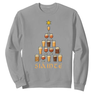 Sláinte Christmas Tree Pint Glass Sweatshirt Ale Glass Beer Drinking Lover Holiday Party TS02 Sport Gray Print Your Wear