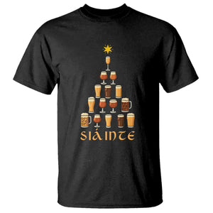 Sláinte Christmas Tree Pint Glass T Shirt Ale Glass Beer Drinking Lover Holiday Party TS02 Black Print Your Wear