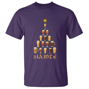Sláinte Christmas Tree Pint Glass T Shirt Ale Glass Beer Drinking Lover Holiday Party TS02 Purple Print Your Wear