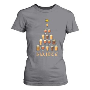Sláinte Christmas Tree Pint Glass T Shirt For Women Ale Glass Beer Drinking Lover Holiday Party TS02 Charcoal Print Your Wear