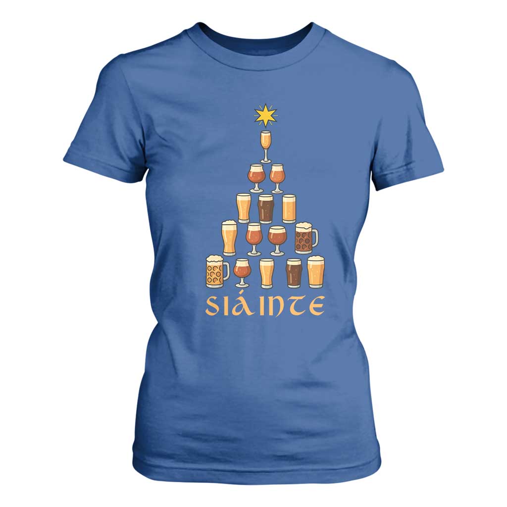 Sláinte Christmas Tree Pint Glass T Shirt For Women Ale Glass Beer Drinking Lover Holiday Party TS02 Royal Blue Print Your Wear