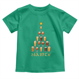 Sláinte Christmas Tree Pint Glass Toddler T Shirt Ale Glass Beer Drinking Lover Holiday Party TS02 Irish Green Print Your Wear