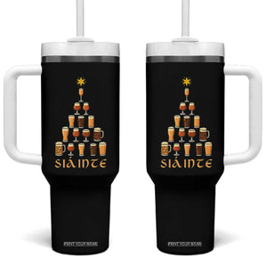 Sláinte Christmas Tree Pint Glass Tumbler With Handle Ale Glass Beer Drinking Lover Holiday Party TS02 One Size: 40 oz Black Print Your Wear