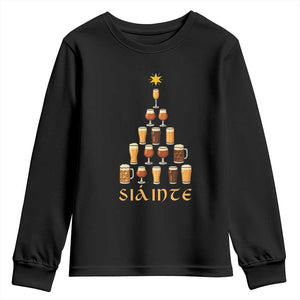 Sláinte Christmas Tree Pint Glass Youth Sweatshirt Ale Glass Beer Drinking Lover Holiday Party TS02 Black Print Your Wear