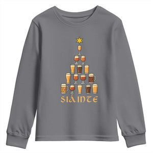 Sláinte Christmas Tree Pint Glass Youth Sweatshirt Ale Glass Beer Drinking Lover Holiday Party TS02 Charcoal Print Your Wear