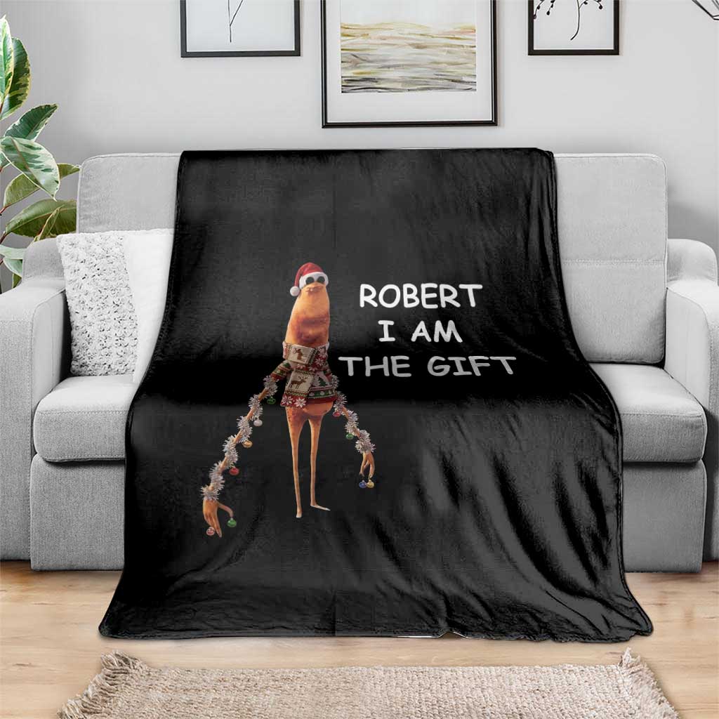 Funny Marcus the Worm in Ugly Christmas Sweater Throw Blanket Robert I Am the Gift Meme Holiday Humor TS02 Print Your Wear