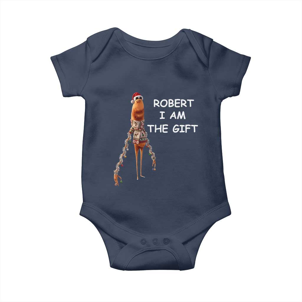 Funny Marcus the Worm in Ugly Christmas Sweater Baby Onesie Robert I Am the Gift Meme Holiday Humor TS02 Navy Print Your Wear