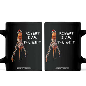 Funny Marcus the Worm in Ugly Christmas Sweater Coffee Mug Robert I Am the Gift Meme Holiday Humor TS02 Black Print Your Wear