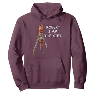 Funny Marcus the Worm in Ugly Christmas Sweater Hoodie Robert I Am the Gift Meme Holiday Humor TS02 Maroon Print Your Wear