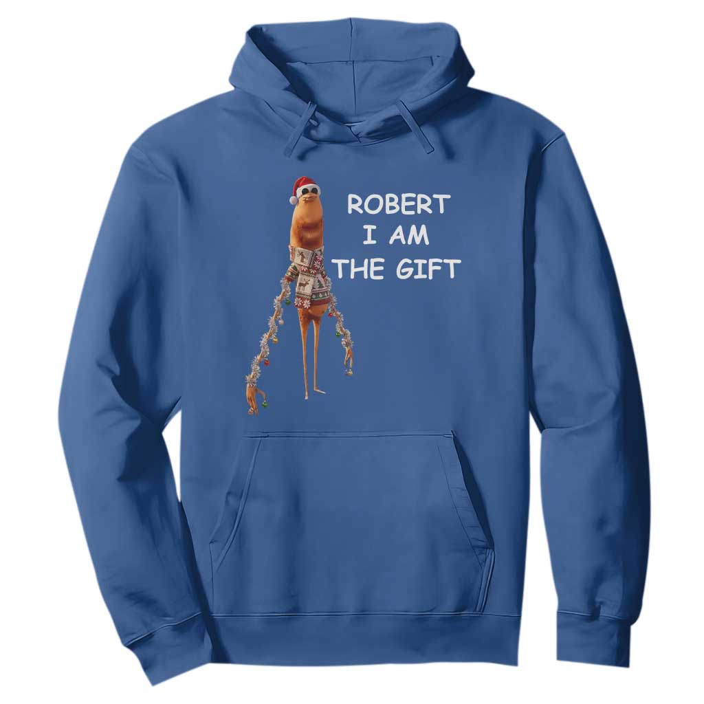Funny Marcus the Worm in Ugly Christmas Sweater Hoodie Robert I Am the Gift Meme Holiday Humor TS02 Royal Blue Print Your Wear