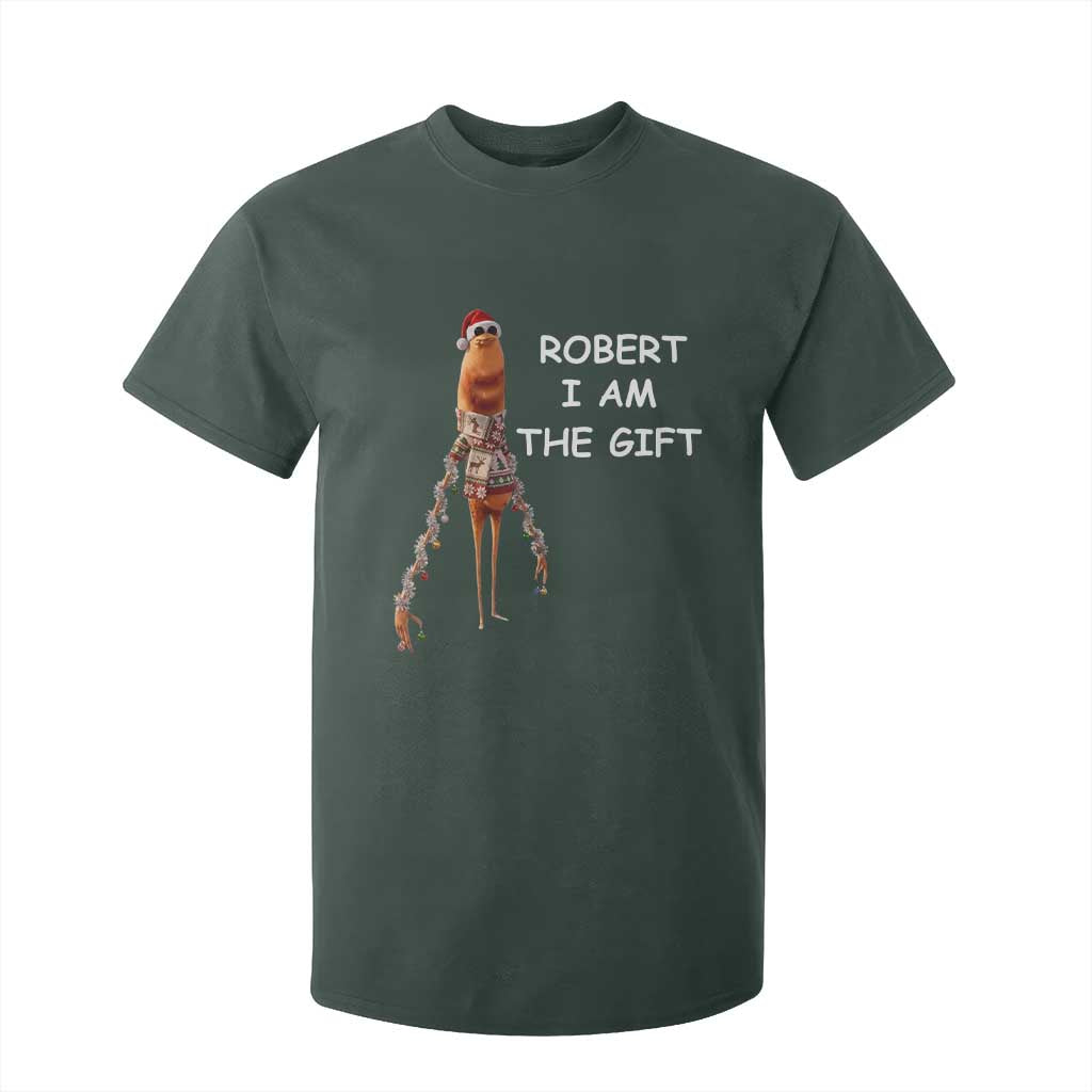 Funny Marcus the Worm in Ugly Christmas Sweater T Shirt For Kid Robert I Am the Gift Meme Holiday Humor TS02 Dark Forest Green Print Your Wear