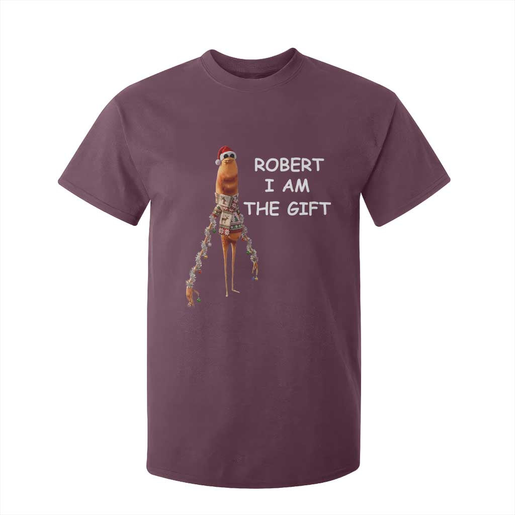 Funny Marcus the Worm in Ugly Christmas Sweater T Shirt For Kid Robert I Am the Gift Meme Holiday Humor TS02 Maroon Print Your Wear